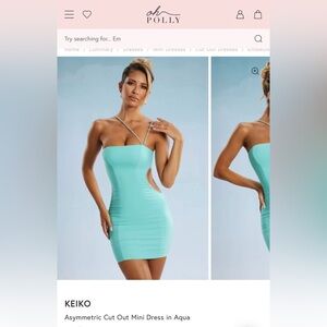 Oh Polly Asymmetric Cut Out Mini Dress in Aqua